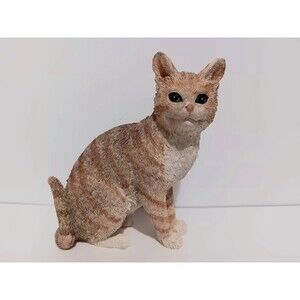 Tabby Cat Orange Figurine Home Country Farmhouse Decor 5"